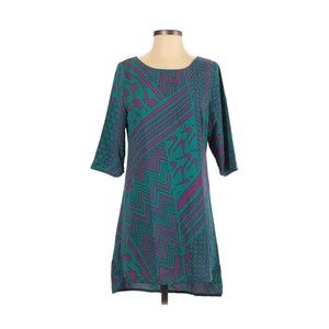 Under Skies Dress Sz S Boho Mini Silhouette Teal Purple Casual Relaxed Scoop
